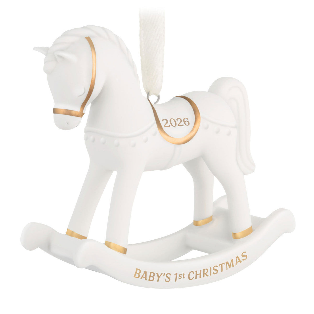Baby's First Christmas Rocking Horse 2026 Porcelain Ornament