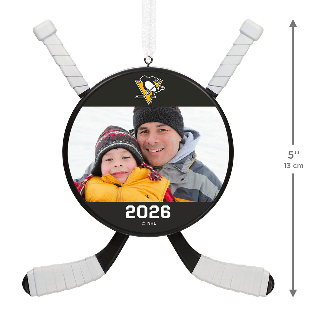 NHL Pittsburgh Penguins® Hockey Personalized Ornament, Custom Photo and Text