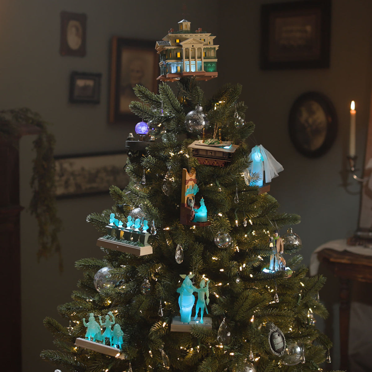 Disney The Haunted Mansion Collection The Caretaker and His Dog Ornament With Light and Sound