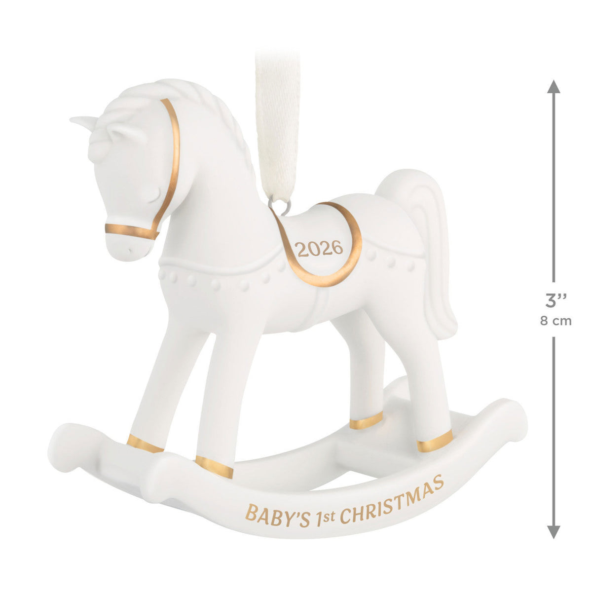 Baby's First Christmas Rocking Horse 2026 Porcelain Ornament