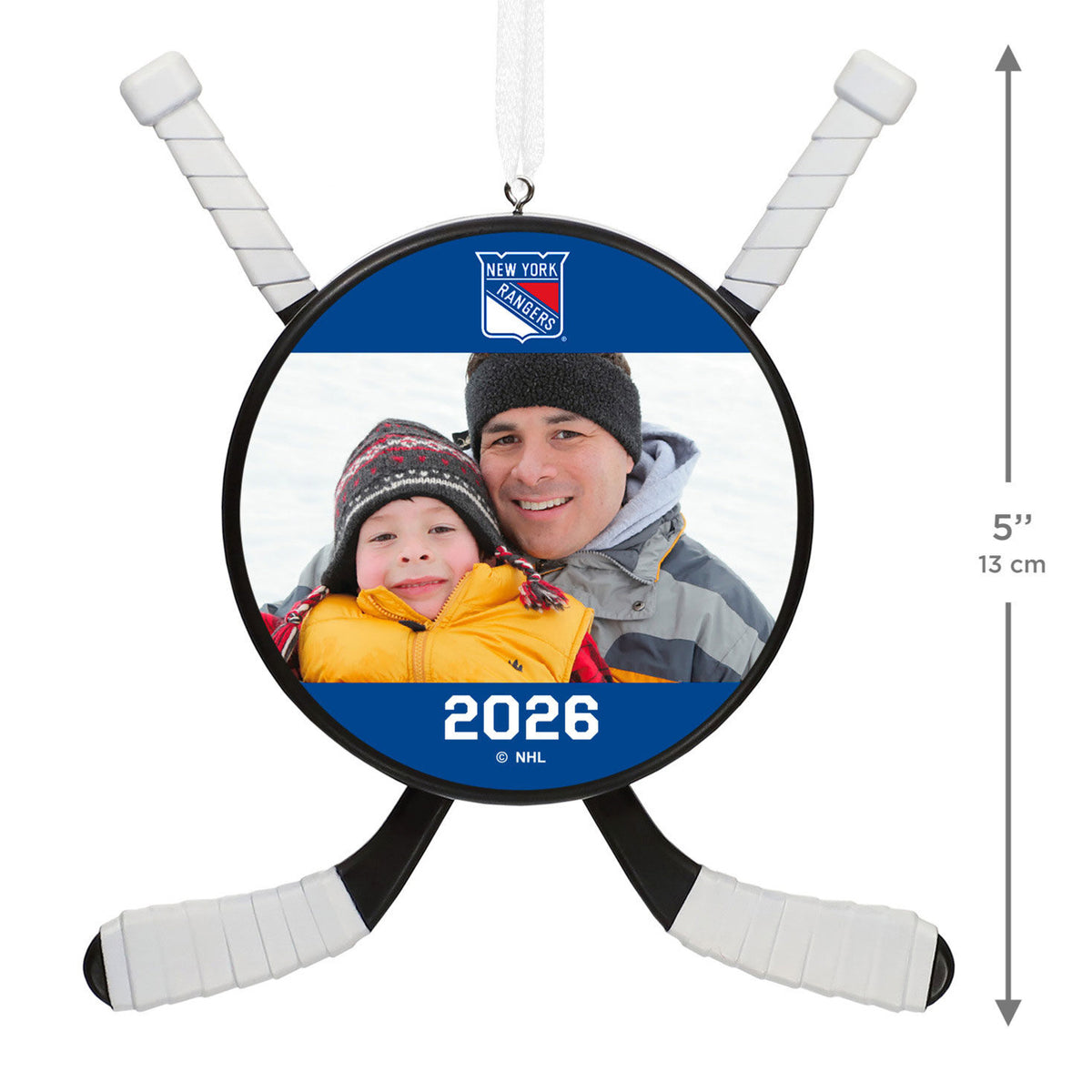 NHL New York Rangers® Hockey Personalized Ornament, Custom Photo and Text