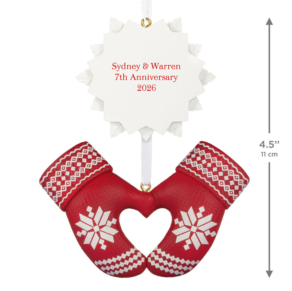 Merry Mittens Personalized Ornament, Custom Text