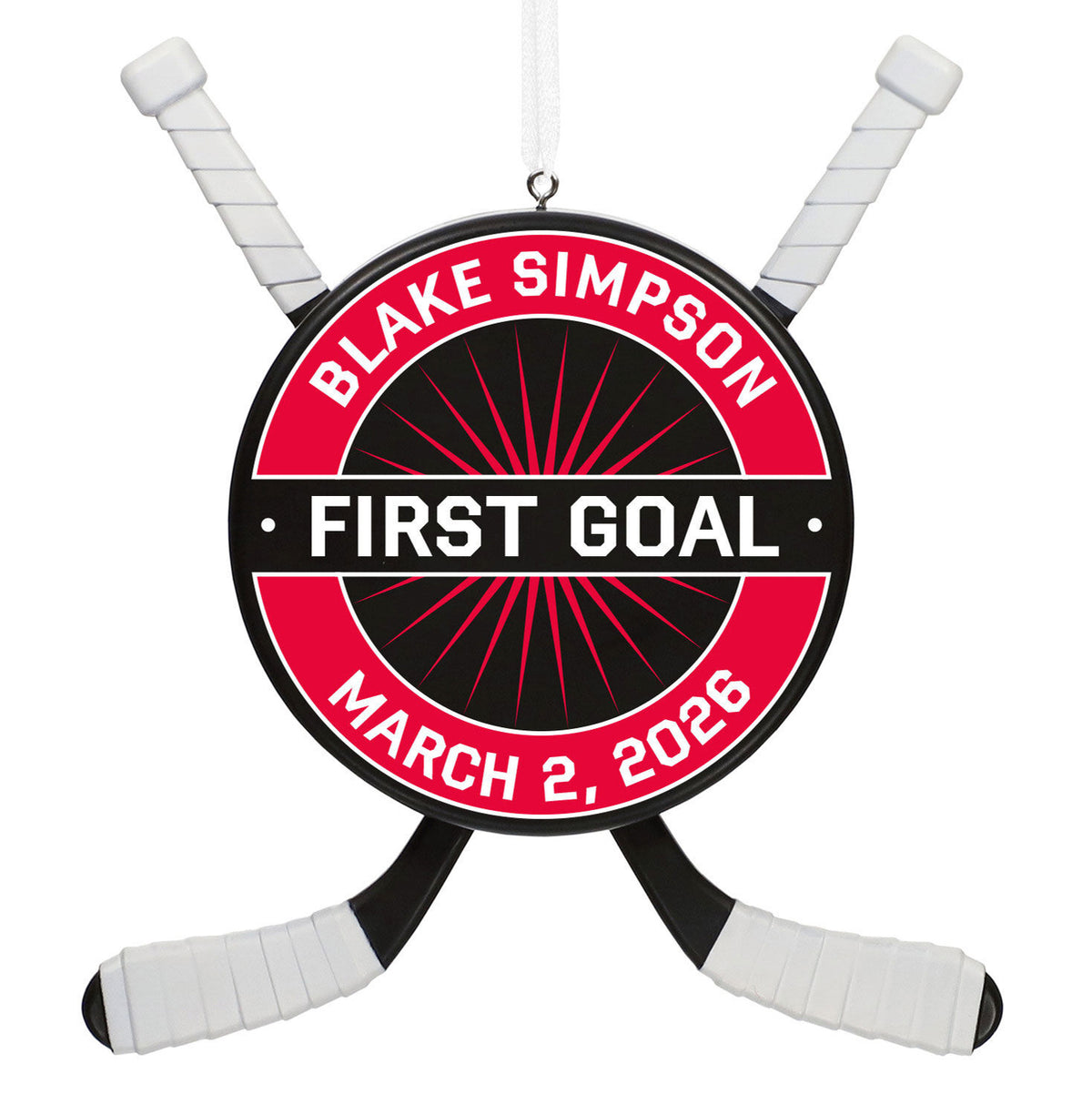 Hockey Star Personalized Ornament, Custom Text
