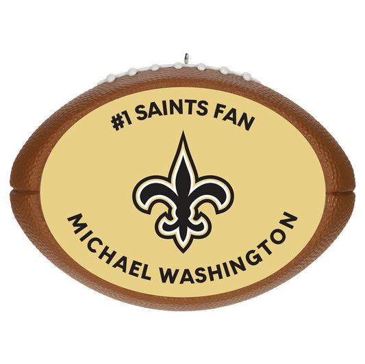 NFL New Orleans Saints Football Personalized Ornament, Custom Text