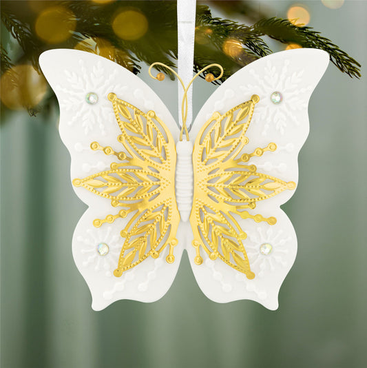 10th Anniversary Brilliant Butterflies Porcelain and Metal Ornament