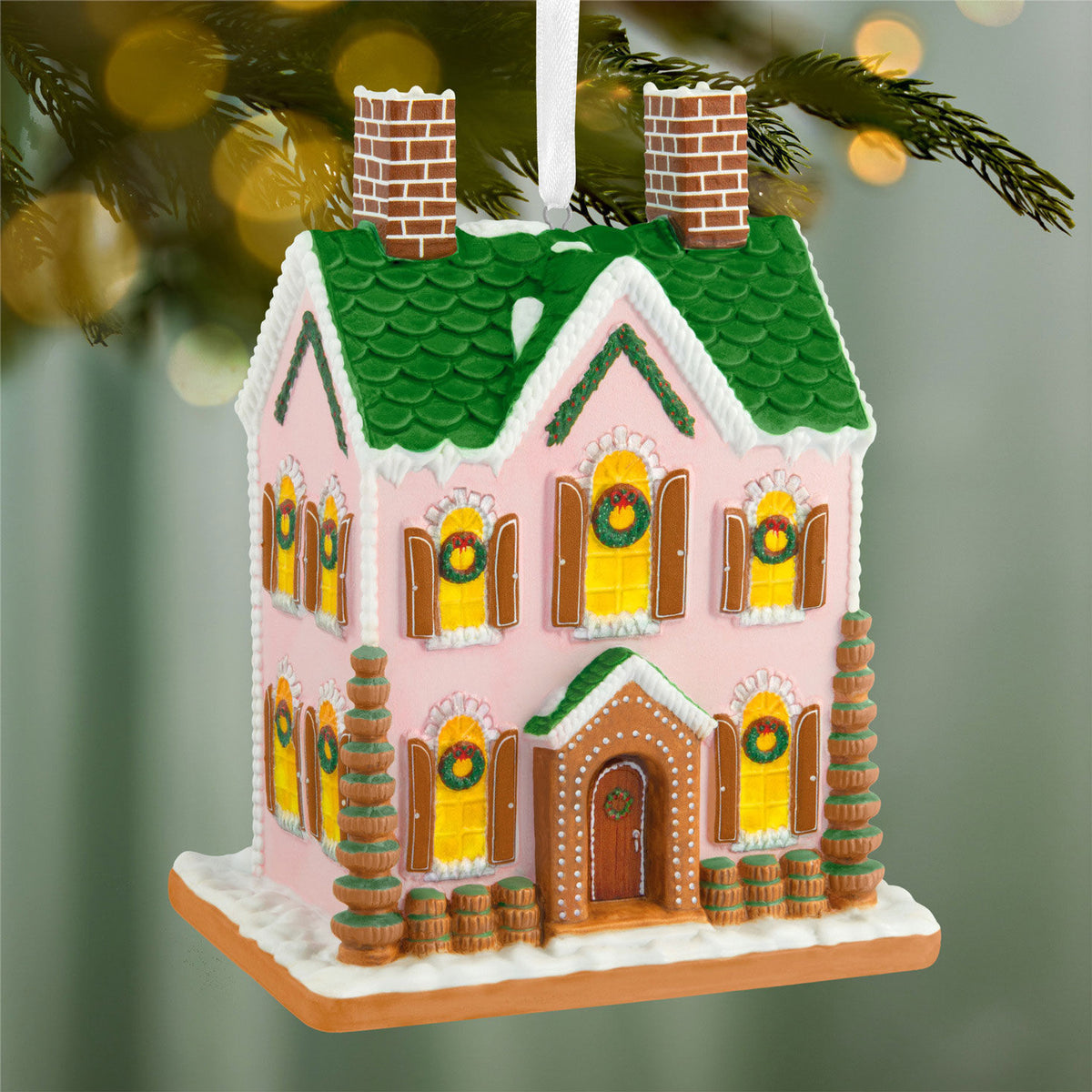 Gorgeous Gingerbread House Porcelain Ornament
