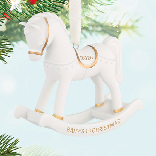 Baby's First Christmas Rocking Horse 2026 Porcelain Ornament