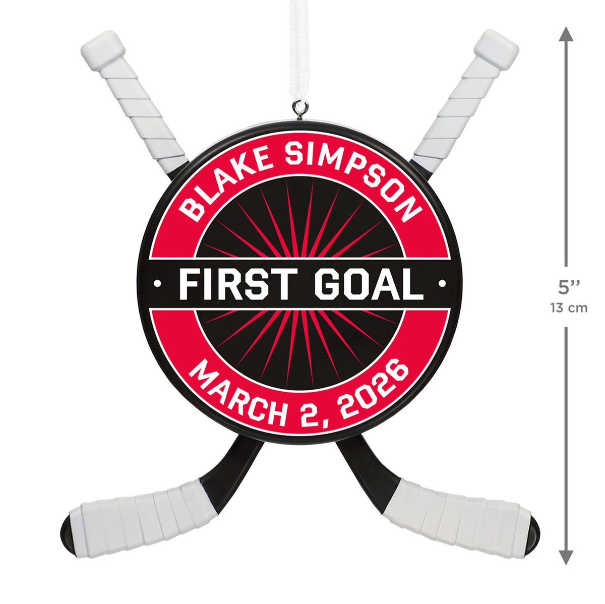 Hockey Star Personalized Ornament, Custom Text