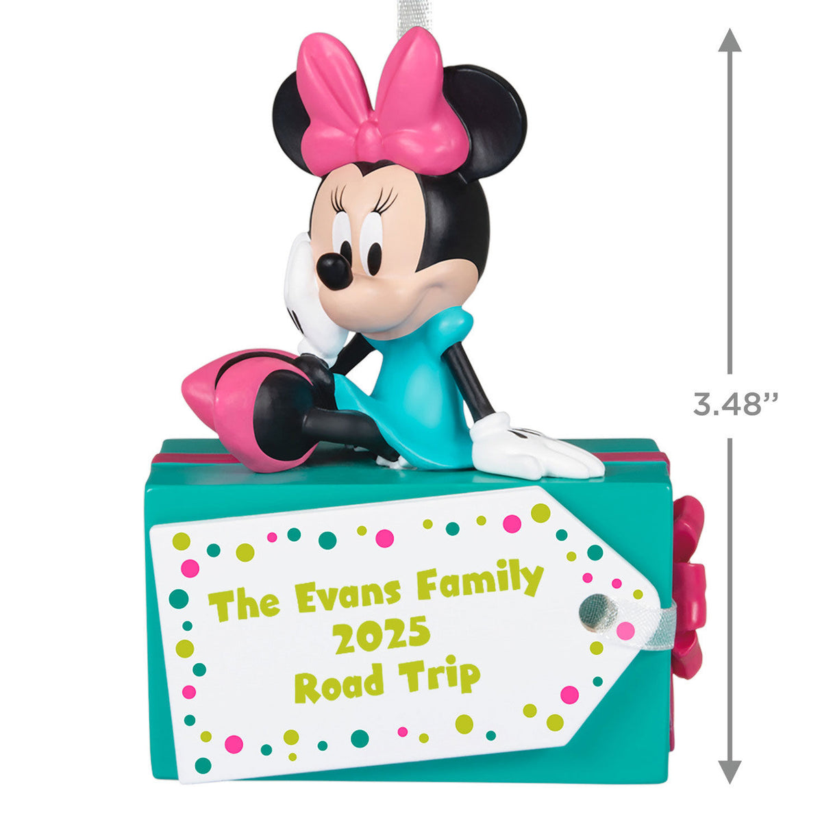 Disney Minnie Mouse Christmas Present Personalized Ornament, Custom Text