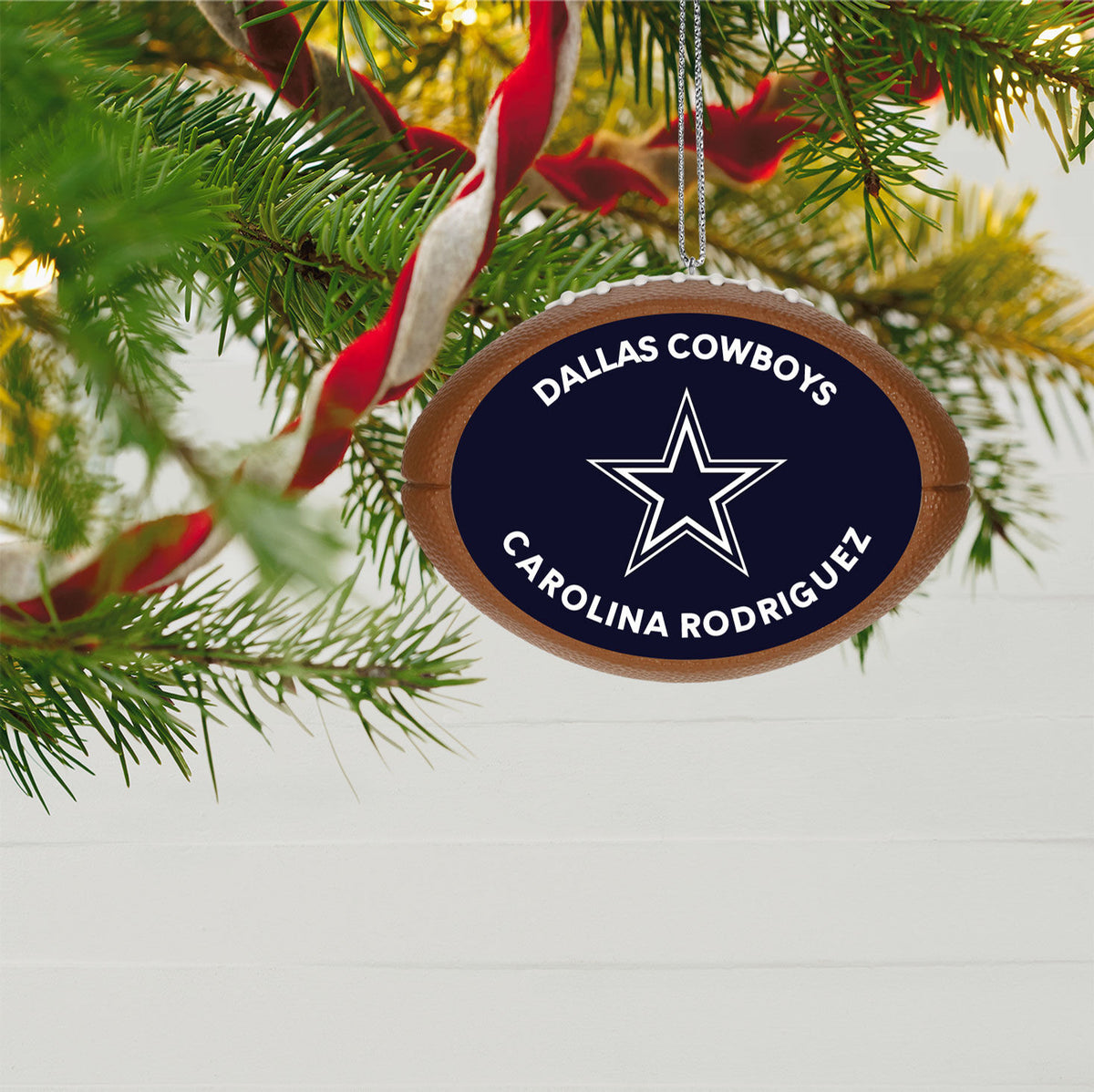 NFL Dallas Cowboys Football Personalized Ornament, Custom Text
