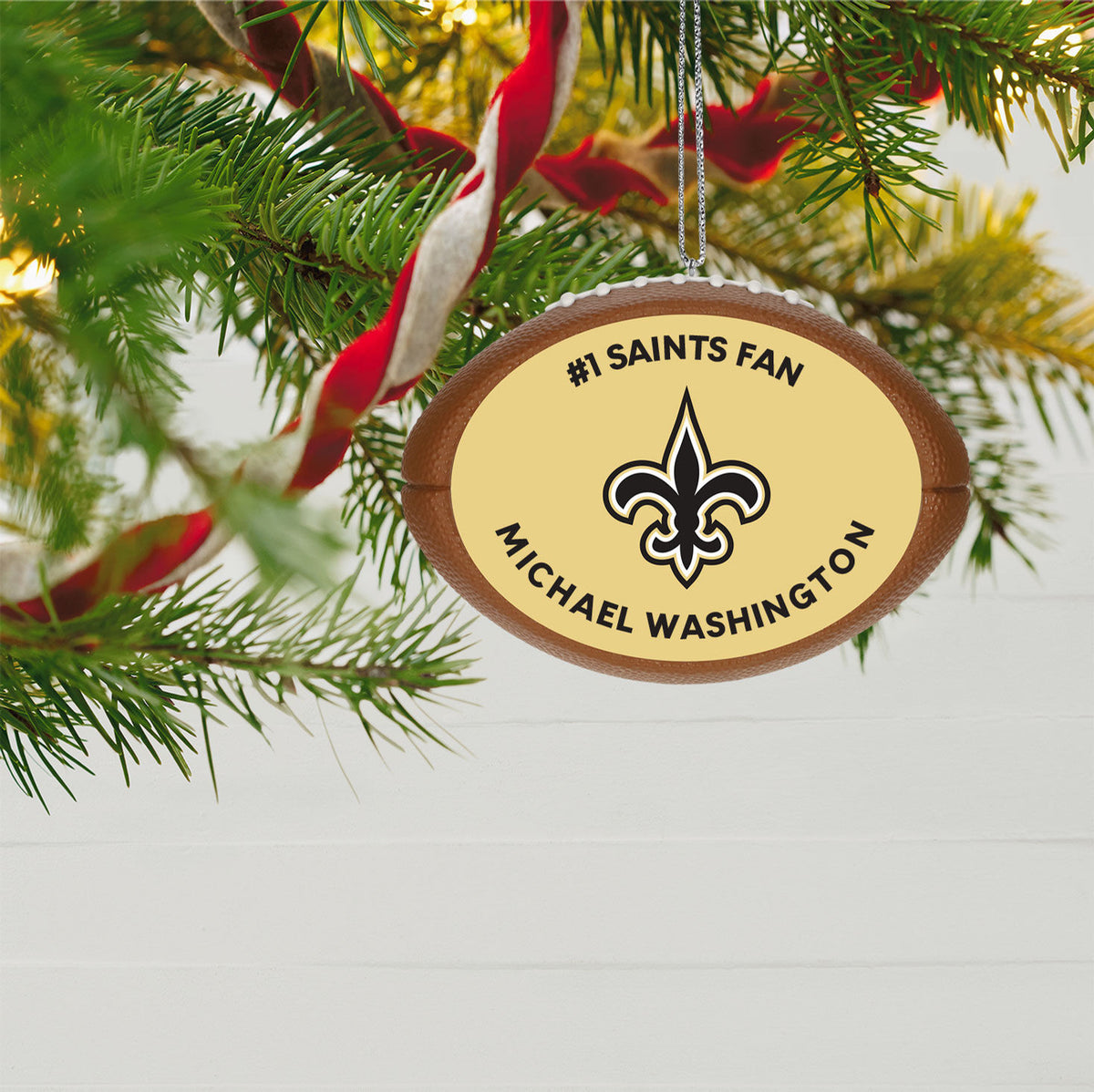 NFL New Orleans Saints Football Personalized Ornament, Custom Text